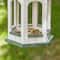 Glitzhome® 15.75" Metal Roof Wood Gazebo Tray Bird Feeder